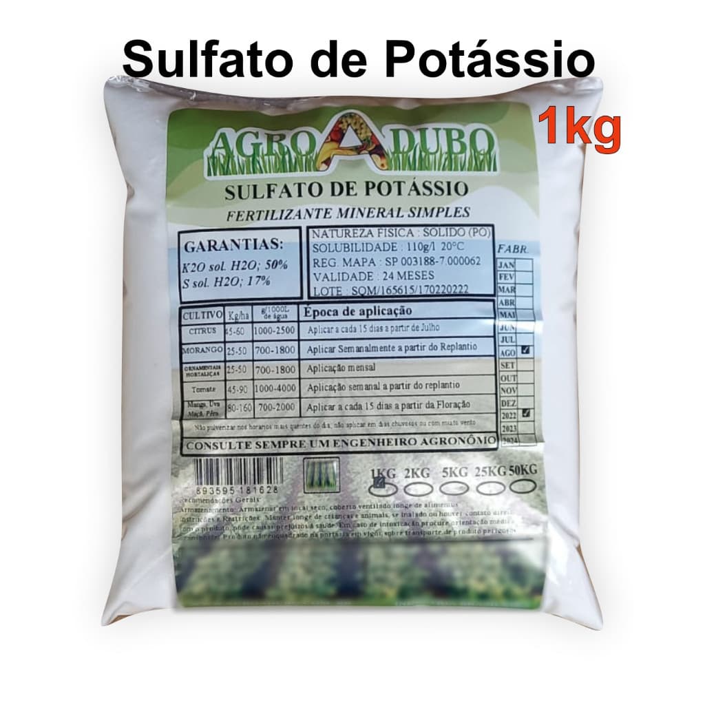 Fertilizante Sulfato De Potassio 1kg Hidroponia Soluvel