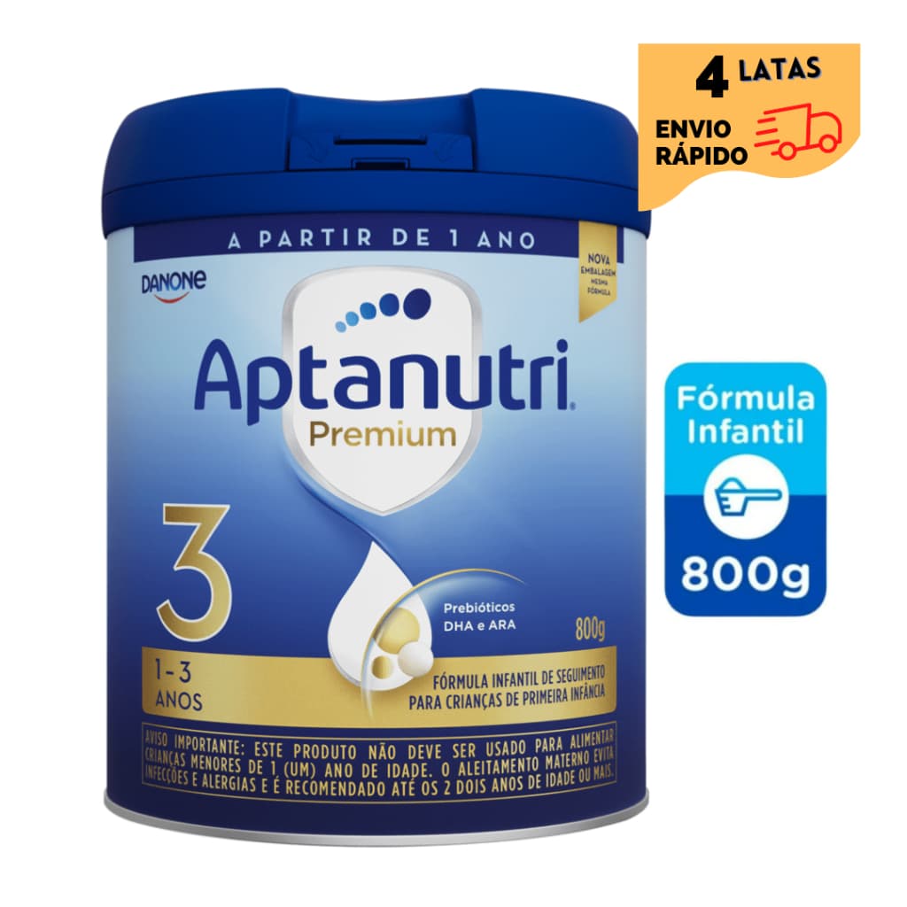 4 Latas -Fórmula infantil em pó Aptanutri Premium 3 -Danone 800 g