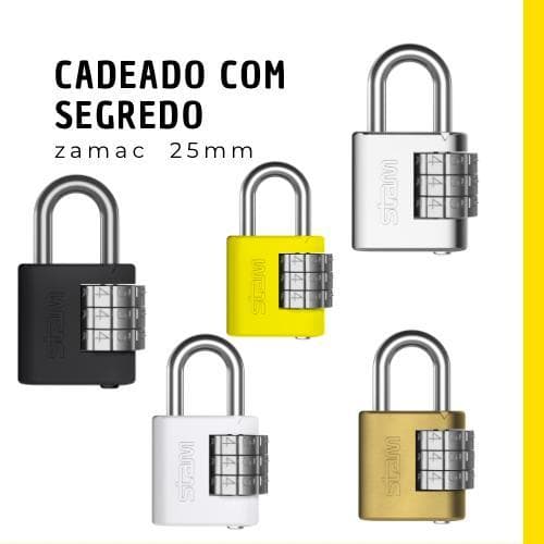 Cadeado Com Segredo Cores P/Malas / Armários / Portas 25mm Stam