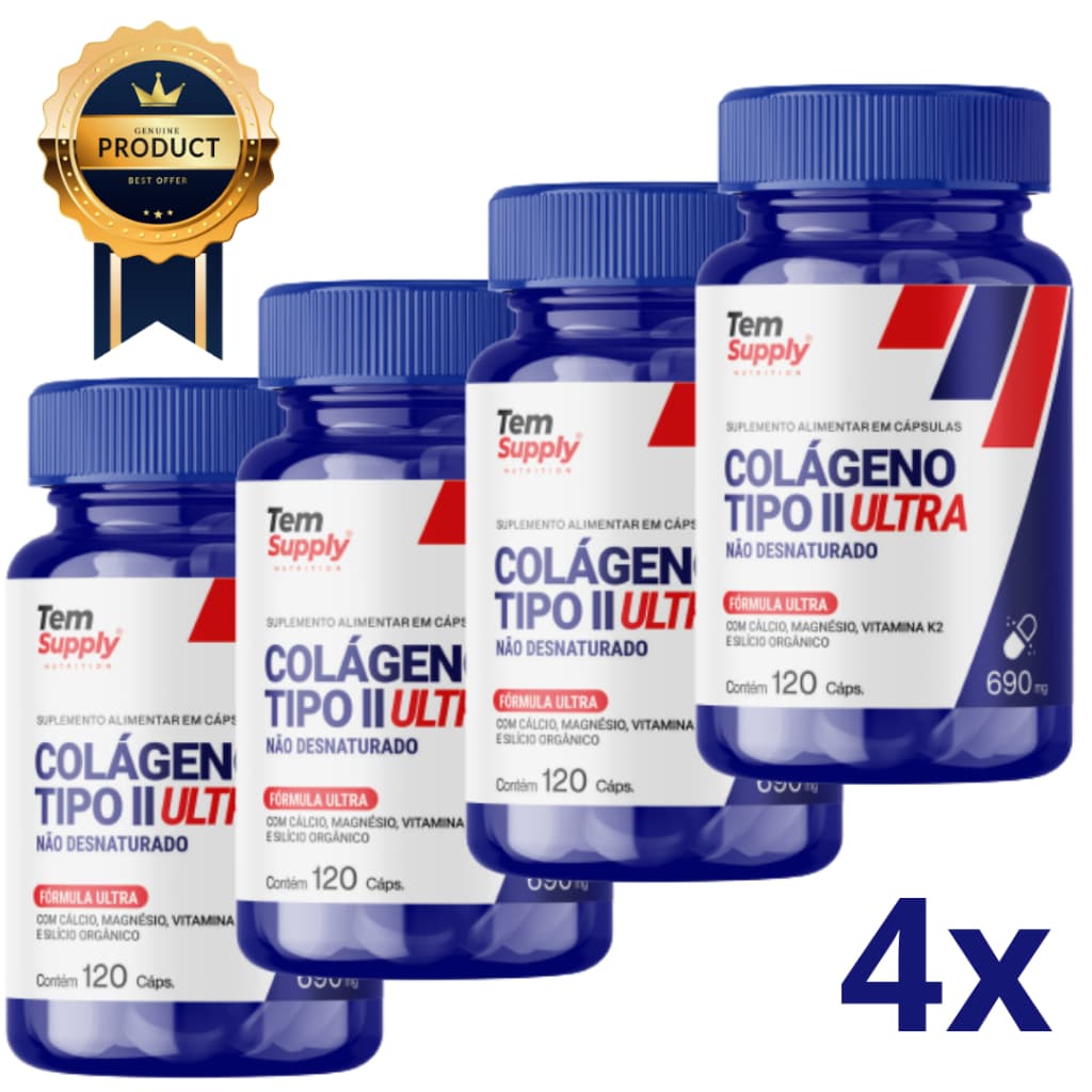 Melhor Colageno Tipo 2 40mg Ultra 480 Caps Kit Promocional Tem Supply