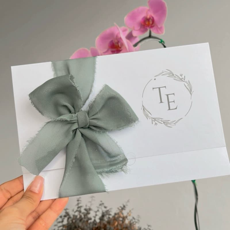 Convites para casamento dobrado com fita de tecido - convite casamento convite para festa convite personalizado