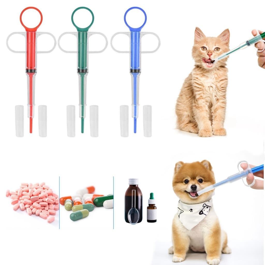 Aplicador de Comprimidos Seringa Aplicadora para Cachorro Gato Remédio Medicação Reutilizável Pet LR-0226