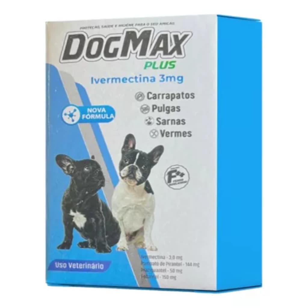 4 Comprimidos Dogmax Plus Para Pulga Carrapato, Vermes E Sarna 7 a 15kg
