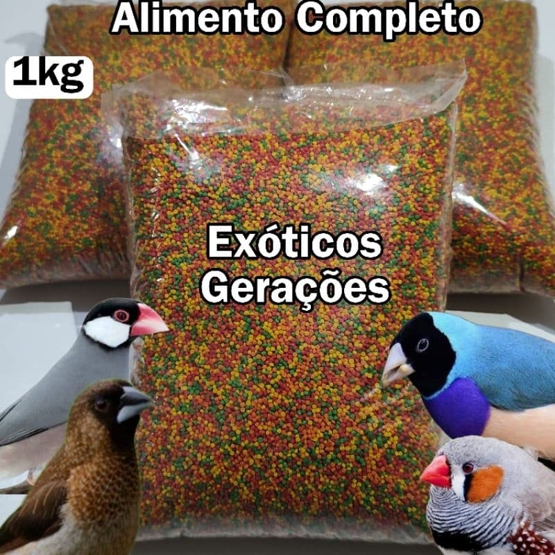 Exóticos Gerações 1kg Extrusada completa para Mandarin, Diamante-de-gold, Manon, Calafate