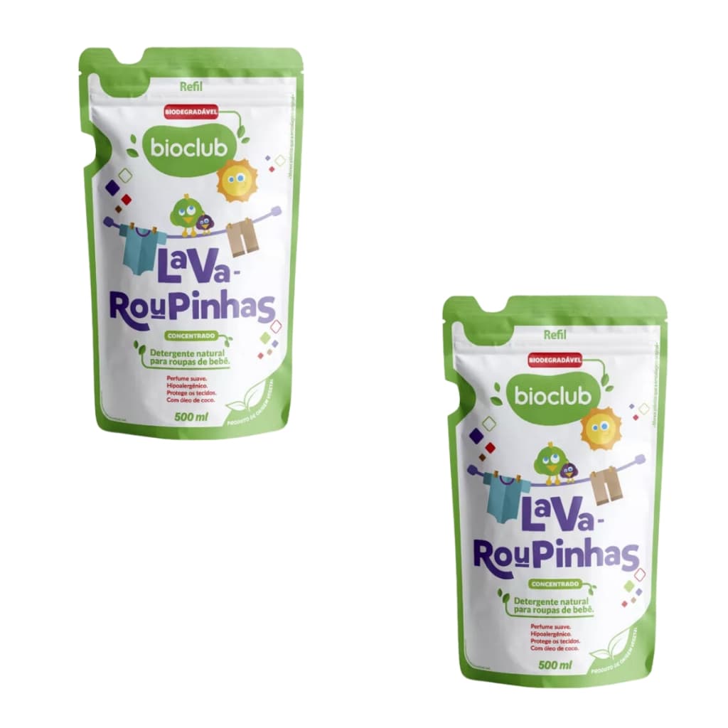Kit 2 Detergente Concentrado Lava Roupinhas Refil Bioclub