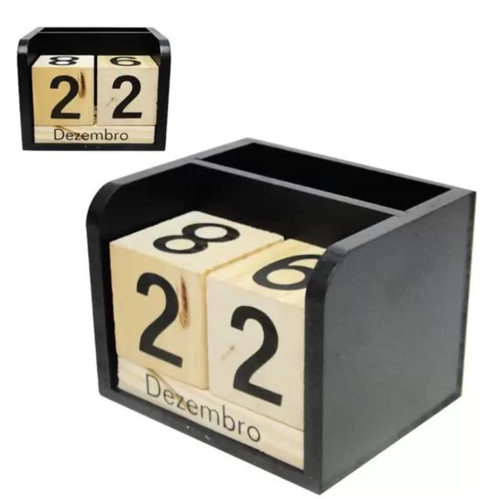 Calendário Permanente Para Mesa De Madeira Home Envio Rápido