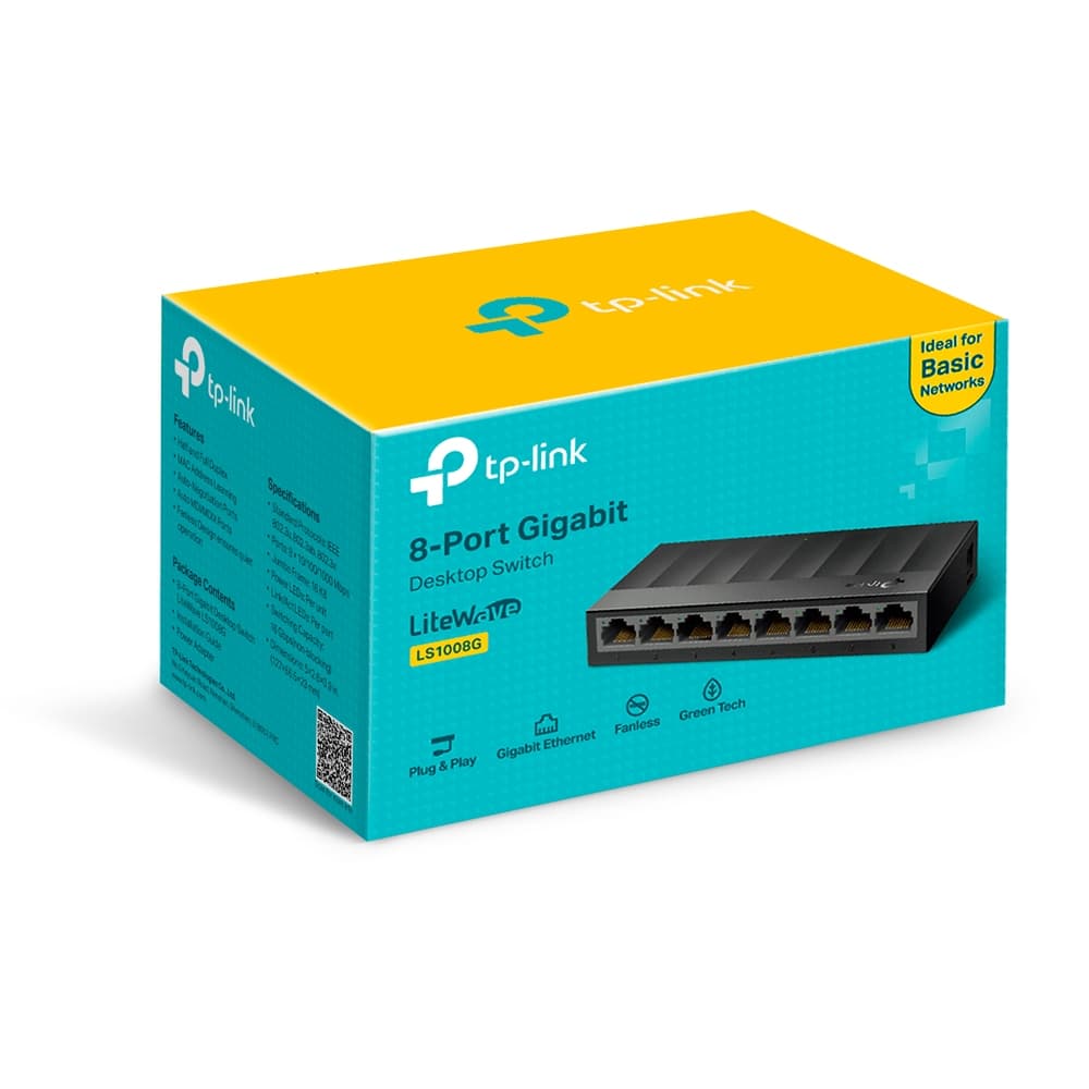 SWITCH TP-LINK LS1008G GIGABIT DE MESA 8 PORTAS 10/100/1000 MBPS