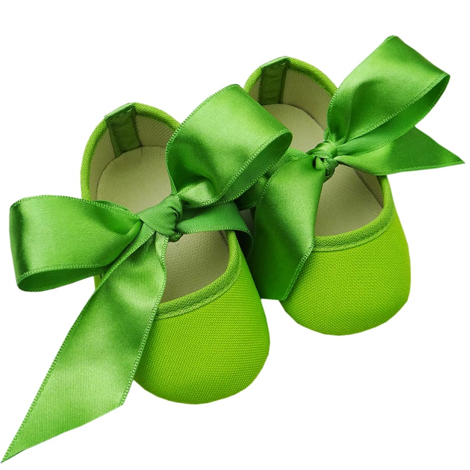 Sapatilha Bebê Verde Sininho Tinker Bell Customização Fita Bailarina Laço