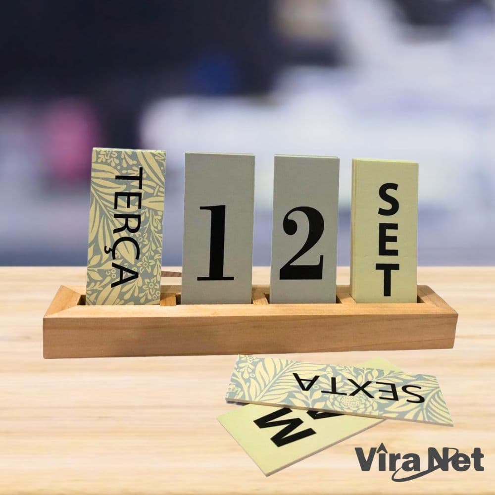 Calendário de Mesa Decorativo com Plaquinhas para Mesa Escritório Decoração Casa