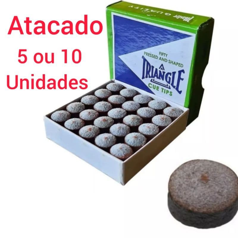 Kit 5 ou 10 Solas ponteiras de taco Triangle original 10, 11, 12 ou 13 mm de sinuca, snooker