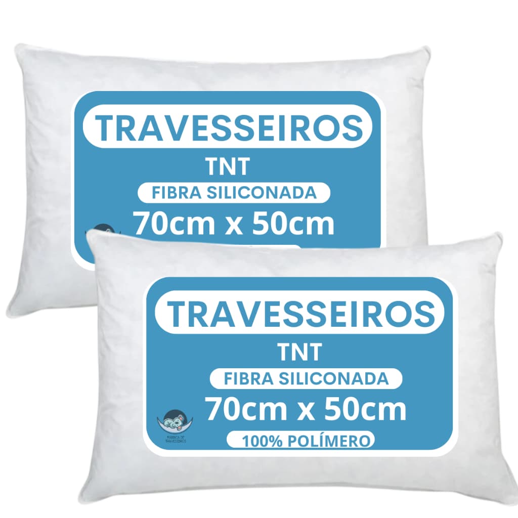Kit 2 Travesseiro Antialergico 50x70cm extra macio tecido TNT fibra 100% sintética Premium