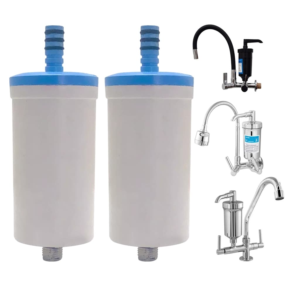 Kit 2 Refil Vela Filtro Universal Copo Torneira Abs Cozinha Gourmet Pia Parede