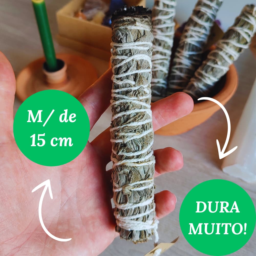 Incenso de Sálvia Branca em Bastão - Bastão de Sálvia Branca In Natura para Defumação