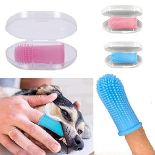 (KIT2)Escova de dente pet silicone bpa free livre maleável com estojo limpeza de dentes ultra macia 360°