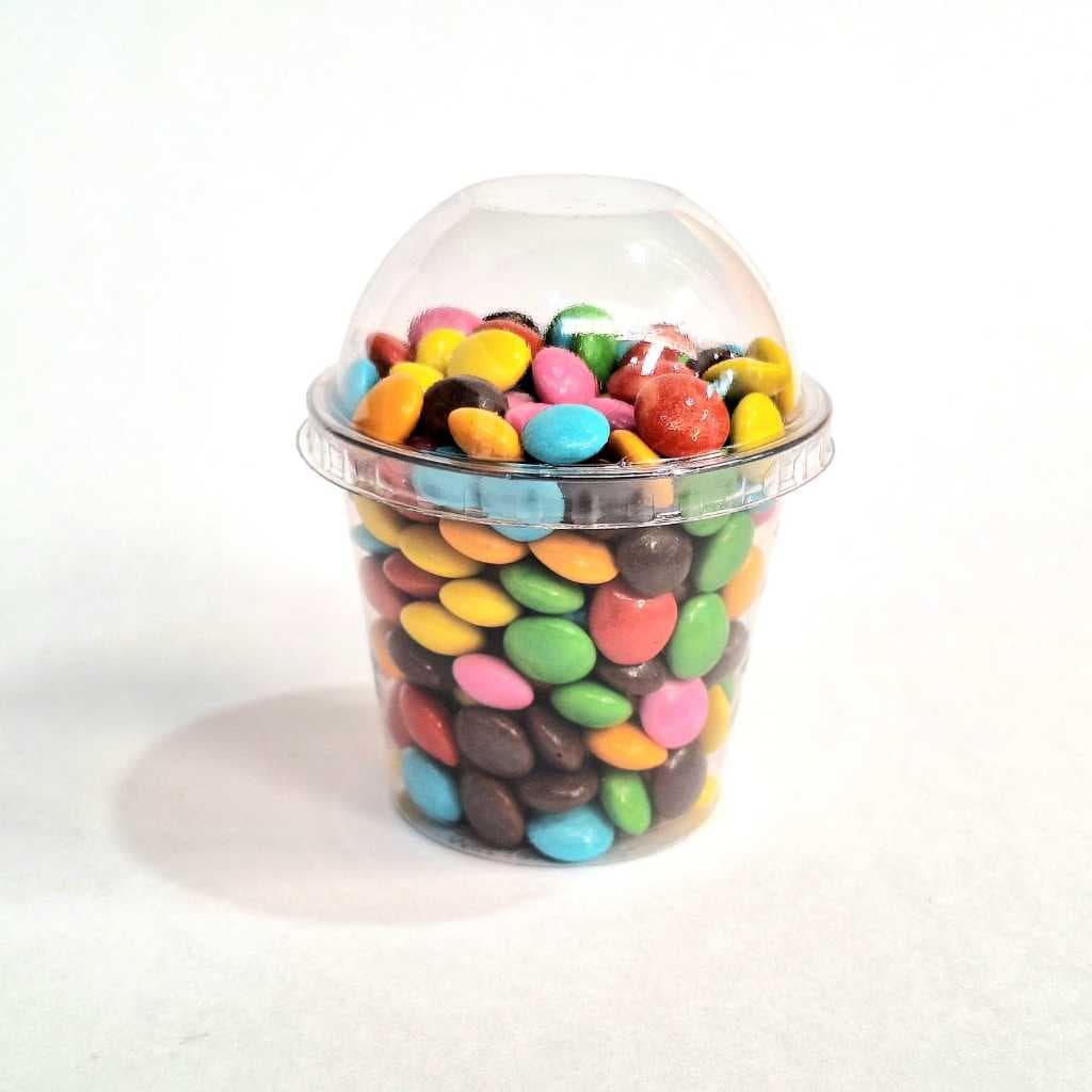 100 un Mini Copo Bolha 60 ml com Tampa Sem Furo Cristal Resistente G697 Galvanotek