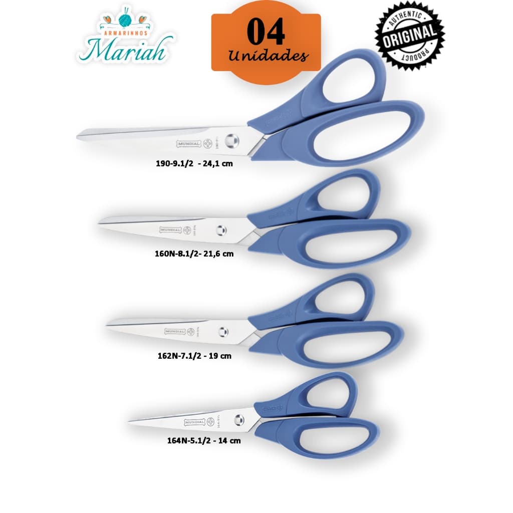 KIT COM 4 TESOURAS MULTIUSO CORTE FACIL - MUNDIAL