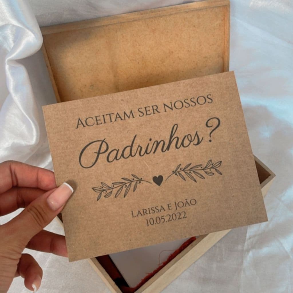 convites kraft para tampa da caixa de padrinhos para casamento, pajem, daminha entre outros convite para caixa