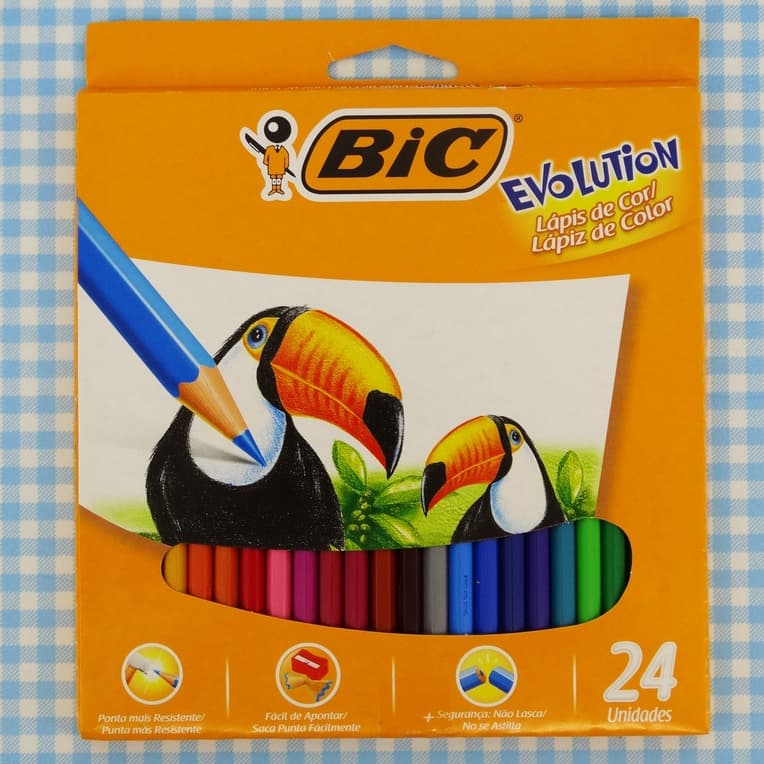 Lápis de Cor Sextavado 24 Cores Bic Evolution