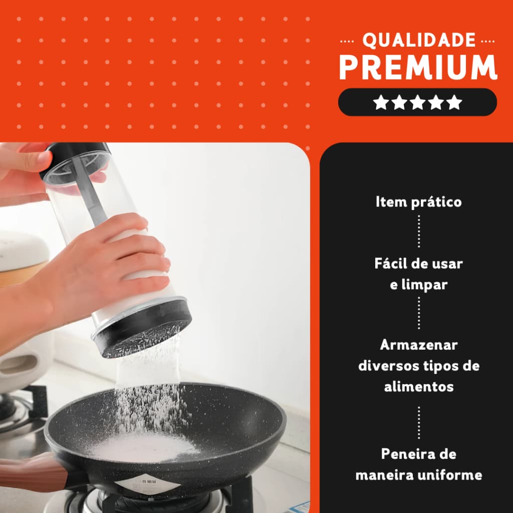 Tapioqueira Peneira e Armazena - Polvilhador - Várias Cores - Mazzal