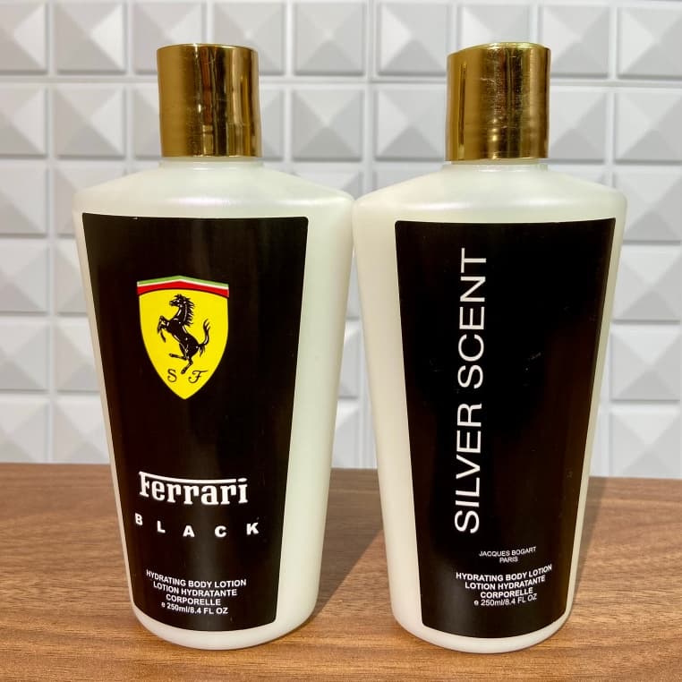 Kit 2 Cremes Hidratante Corporal Ref Ferrari Black e Silver Scent 250ml