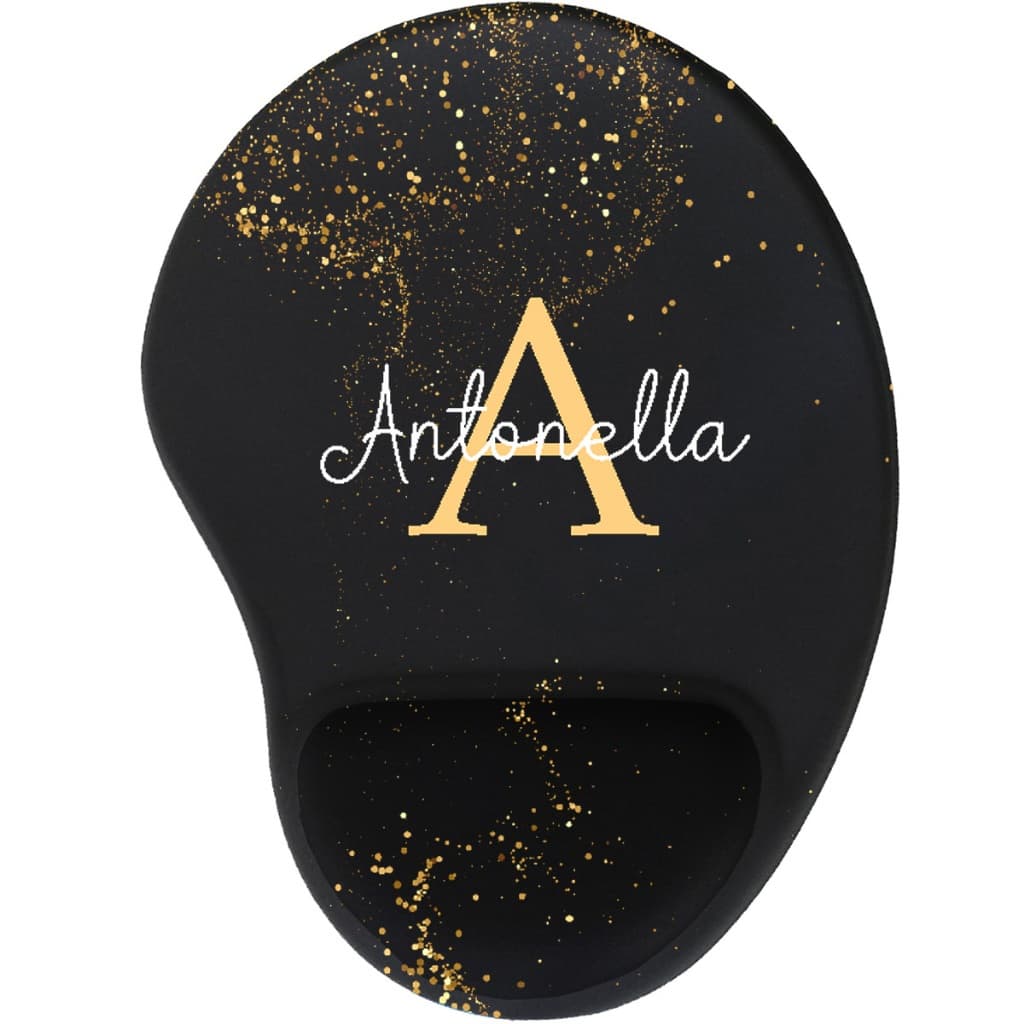 Mouse pad com apoio de pulso personalizado com nome e inicial