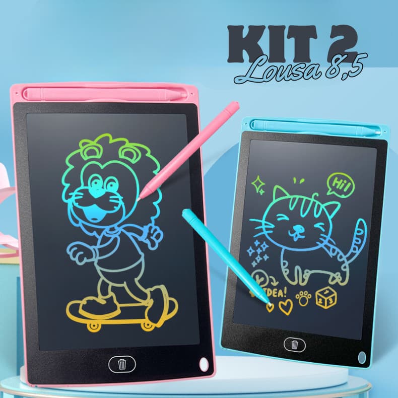 2 Unidades de Lousas Mágicas Tablet Lcd 8,5 Polegadas Para Escrever Pintar e Desenhar Infantil
