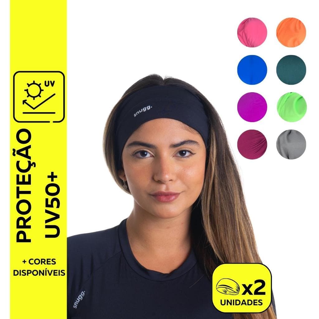Faixa Cabelo Headband Snugg Wear Elástica Proteção UV50+ Suor Corrida Ciclismo Beach Tennis Academia