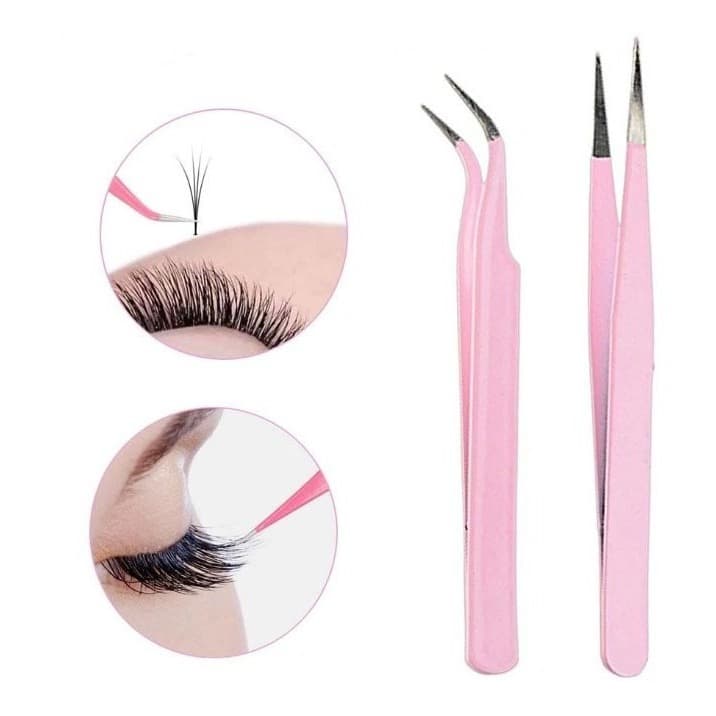 Kit Par De Pinças P/ Alongamento Extensão De Cílios Fio A Fio Vetus