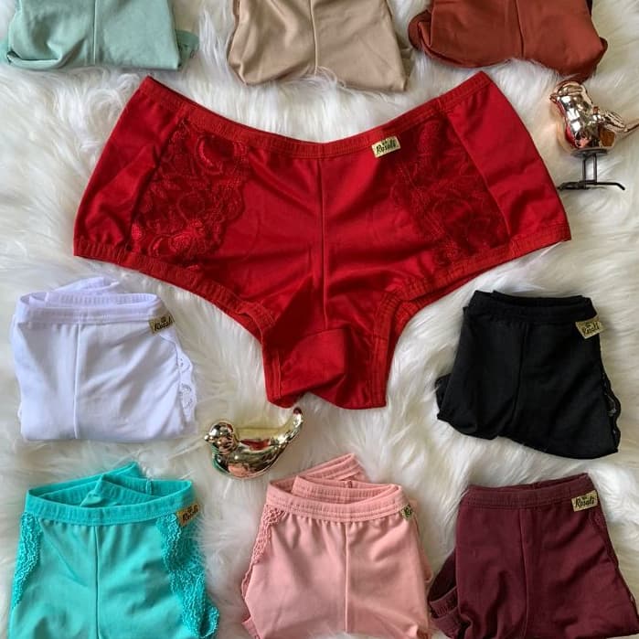 Kit Tangas Calcinhas Estilo Shortinho Com Renda Tamanho Especial Linha de Luxo Débora
