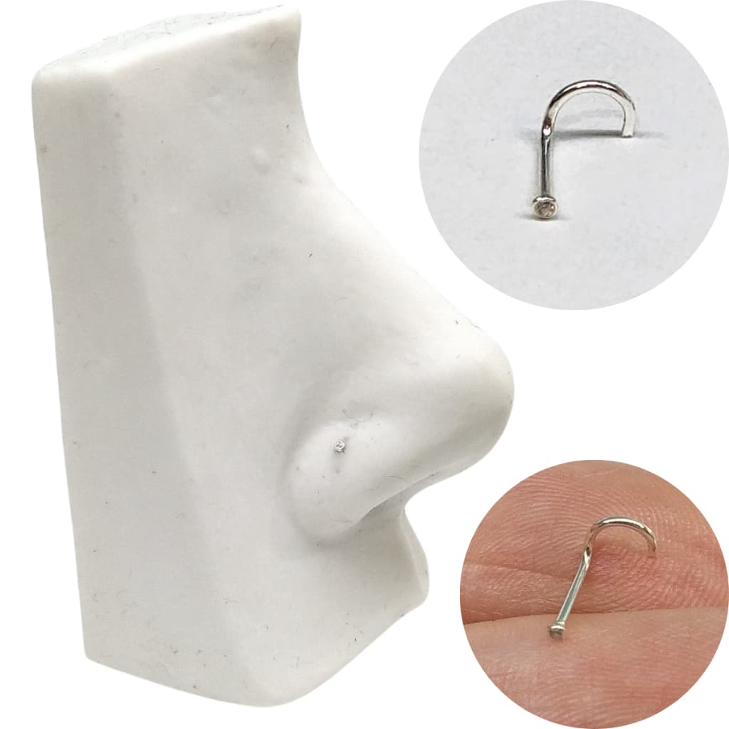 Piercing Nariz Nostril Ponto De Luz Pedra 1mm Prata 925