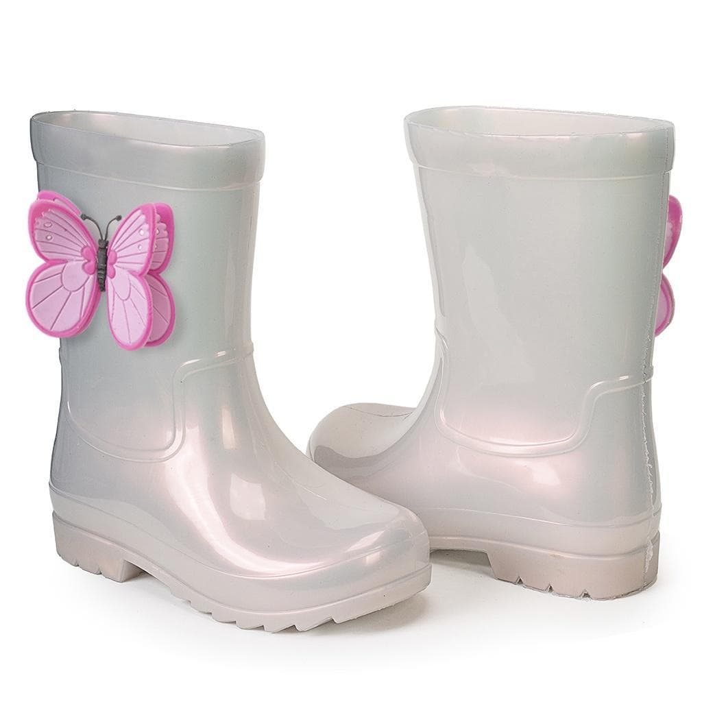 Galocha Infantil Kids Menina Borboleta 3D Divertida Leve Emborrachado Volta as Aulas Escolar Mar&Cor
