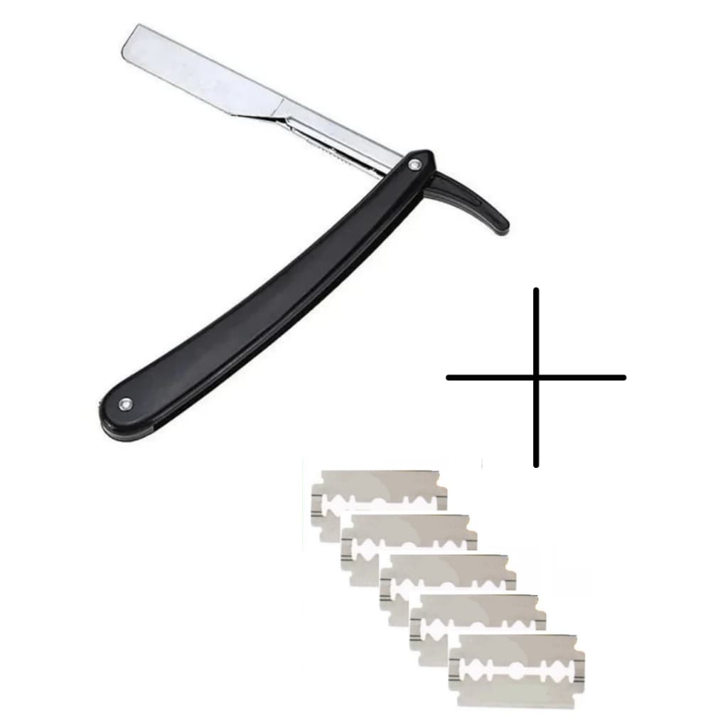 Kit Navalha + 30 Lâminas Profissional Barbeiro Aço Inox