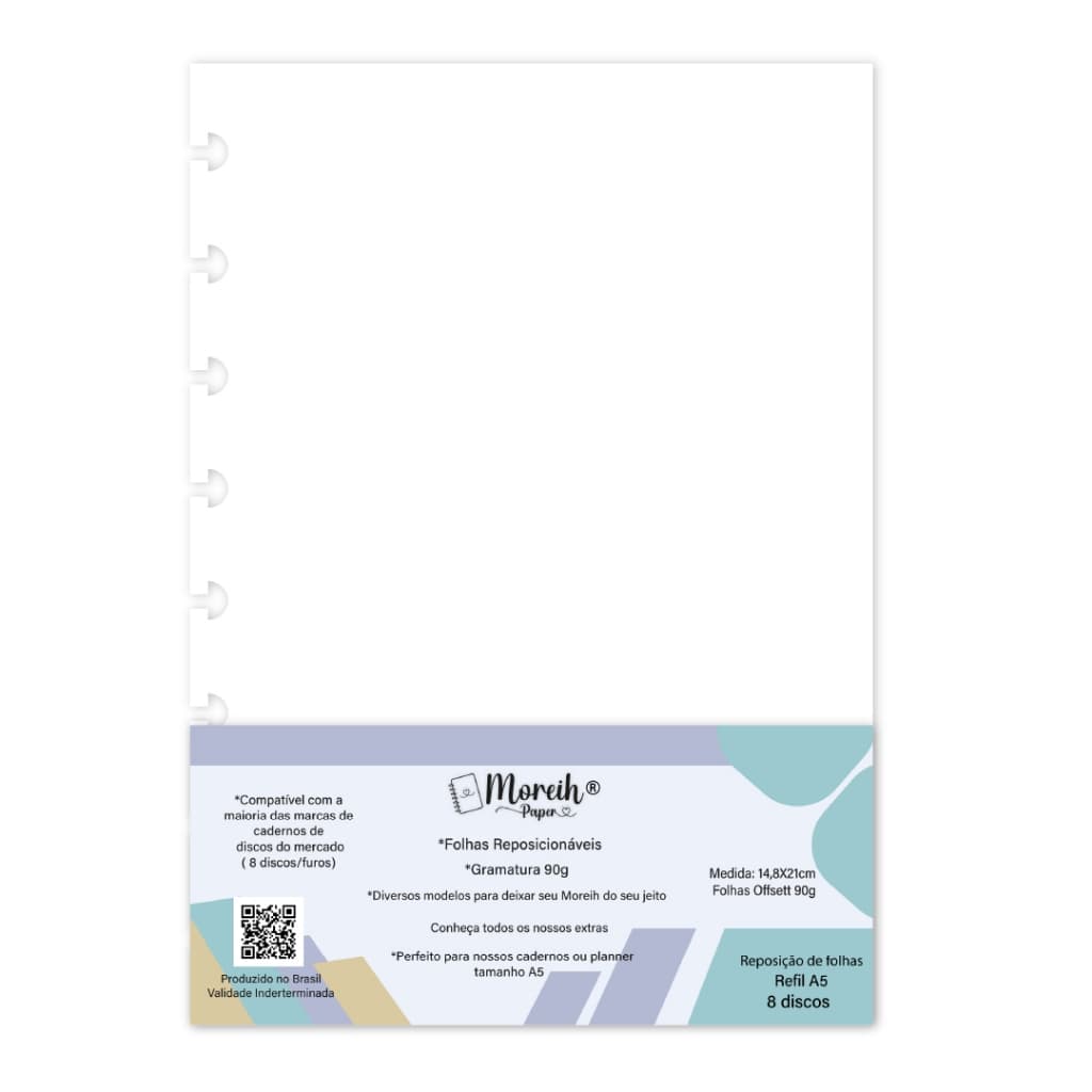 Refil caderno de disco 50 folhas - Branco/liso