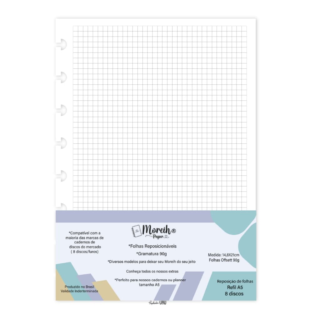 Refil caderno de disco 50 folhas - Quadriculado