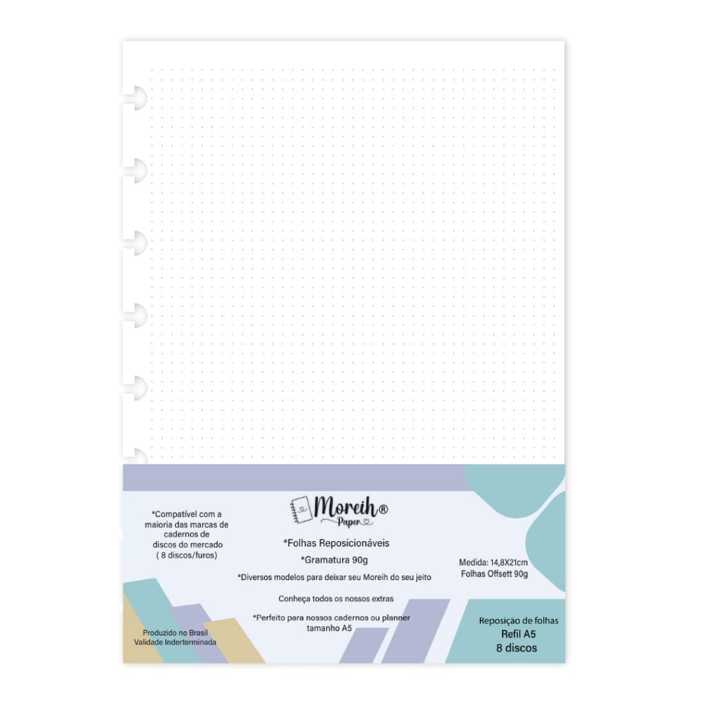 MIOLO REFIL PARA CADERNO DE DISCOS PONTILHADO-50 folhas