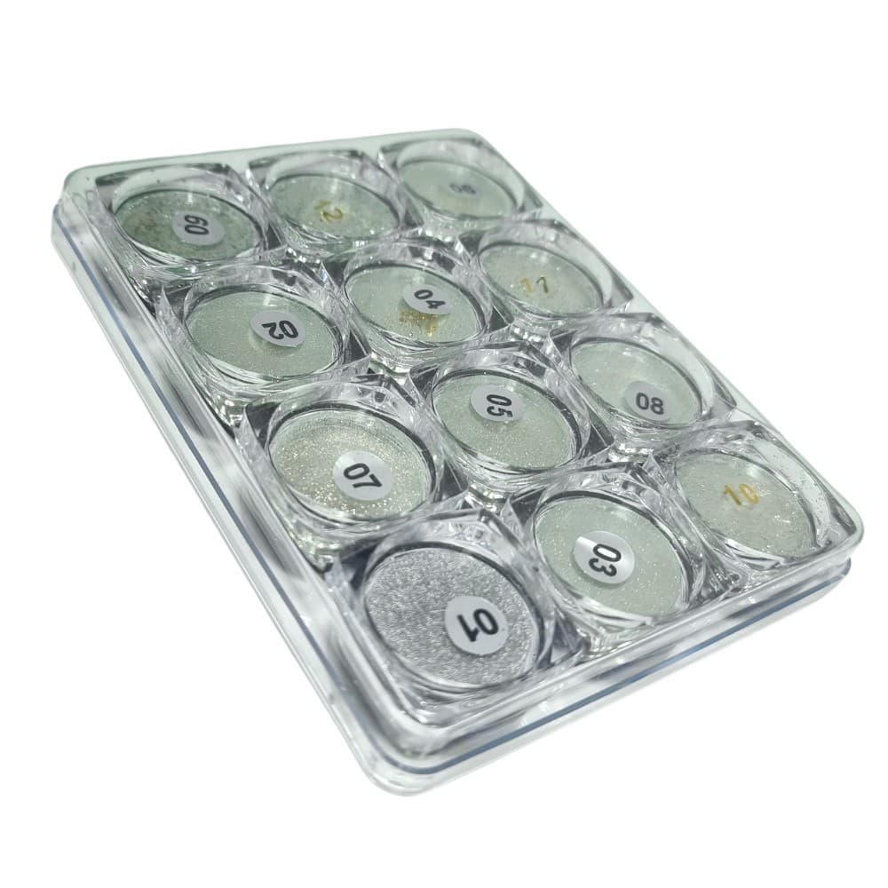 Kit 12 OU 6 OU 4 Pó Cromado ou Asa de Borboleta De Unha Gel Brilhante