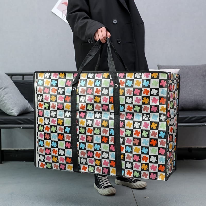 Sacolão Bolsa com Ziper Resistente para Viagens, Compras Estampas Sortidas.