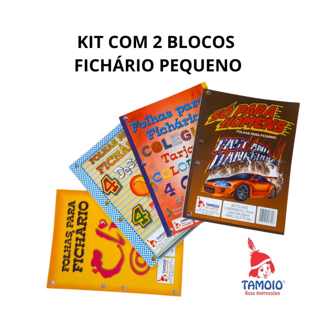 KIT COM 2 BLOCOS DE FOLHAS PARA FICHARIO PEQUENO