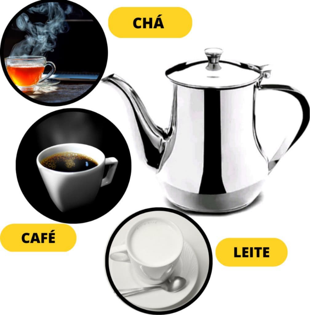 Bule De Inox Para Café Chá Leite Elegante Com Alça Imperial Com Tampa