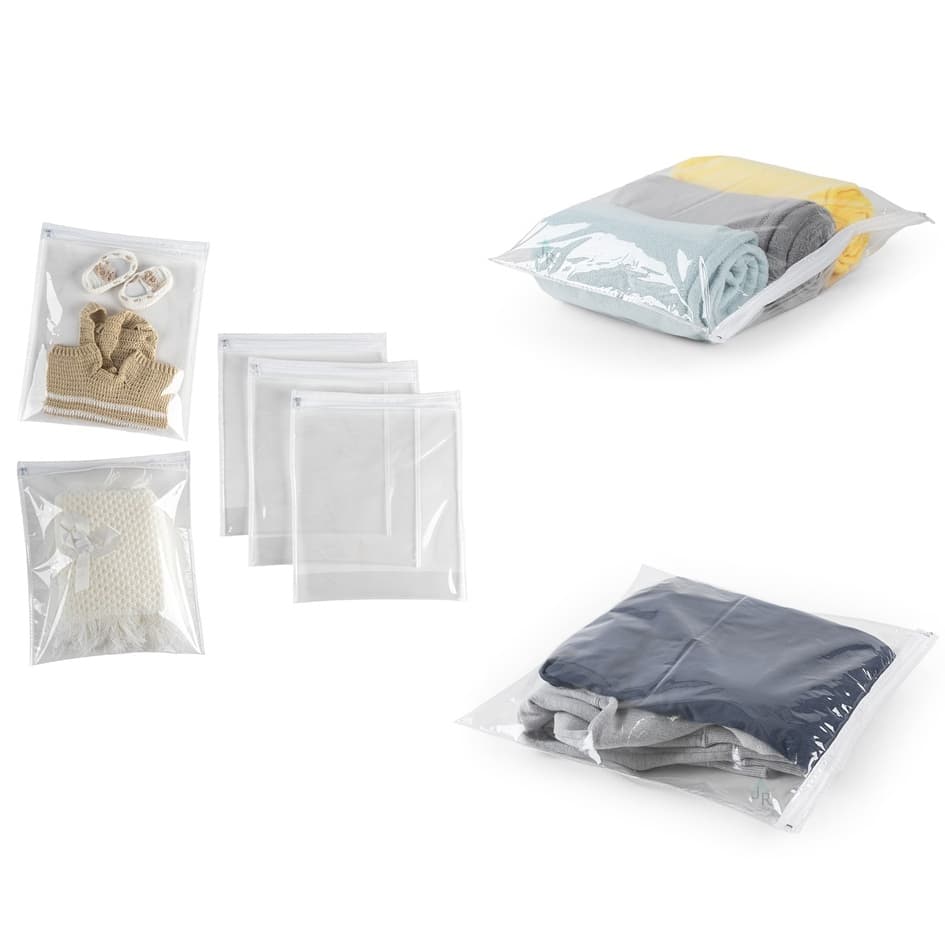 Kit 10 Saquinhos Organizadores PMG Com Zíper Multiuso Envelope Maternidade/Guarda Roupas/Mala De Viagem