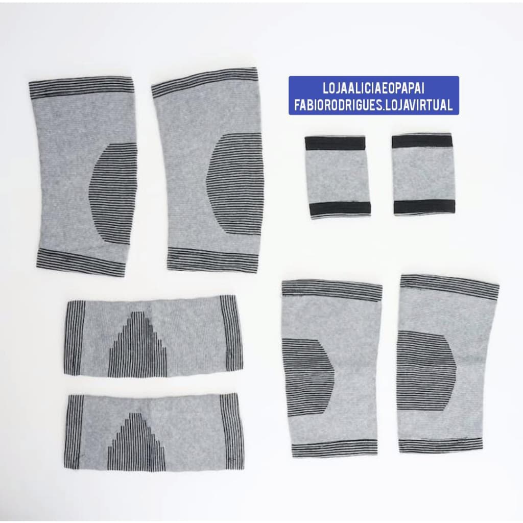 Kit 8 em 1 - Conjunto de Proteção com Par de Joelheiras, Tornozeleiras, Cotoveleiras e Munhequeiras Masculino e Feminino