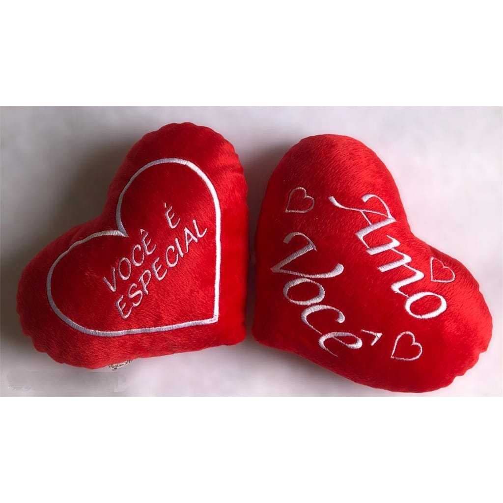 Coração De Pelúcia, Várias Frases Bordadas, Ideal Para Cestas.