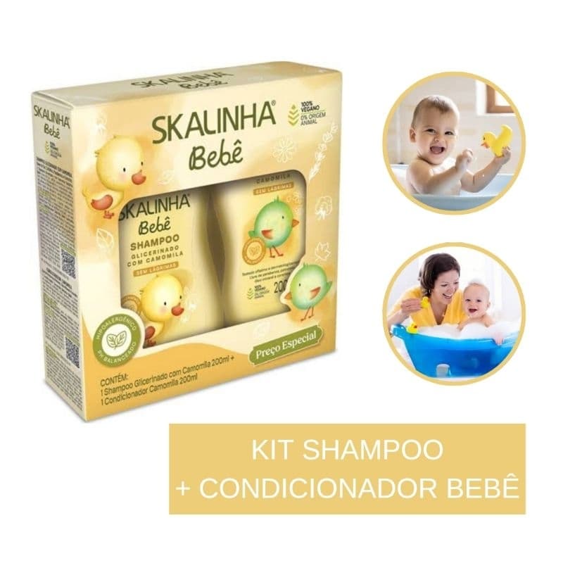 Kit Shampoo Condicionador Camomila Skalinha Bebê Sem Lágrimas 200ml Cada