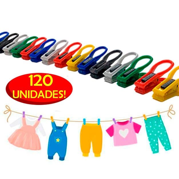 Pregador De Roupa Kit Com 120 ou 60 Unidades Prendedor de roupa 100% Plástico