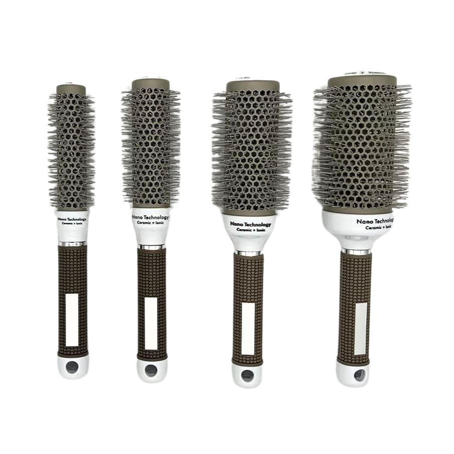 Escova Redonda Cerâmica Iônica Térmica Com Cerdas de Nylon Firme Mais Resistentes Penteados Metálica