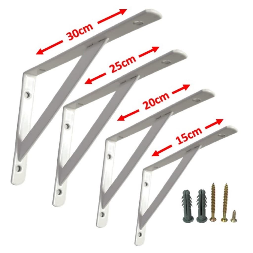 Mão Francesa Para Prateleira Suporte Cantoneira 30cm - 25cm - 20cm - 15cm - 10cm C/ Paraf. e Buchas