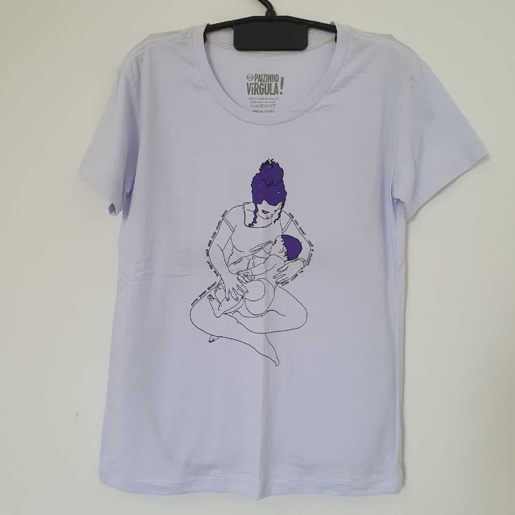Camiseta Malha Branca Estampa Maternidade Amamentação. - GG