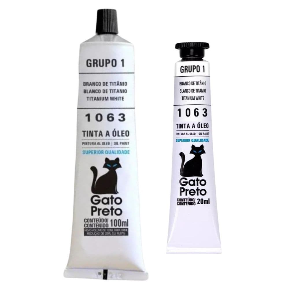 Tinta a Óleo para pintura em tela Gato Preto - 1063 BRANCO DE TITÂNIO