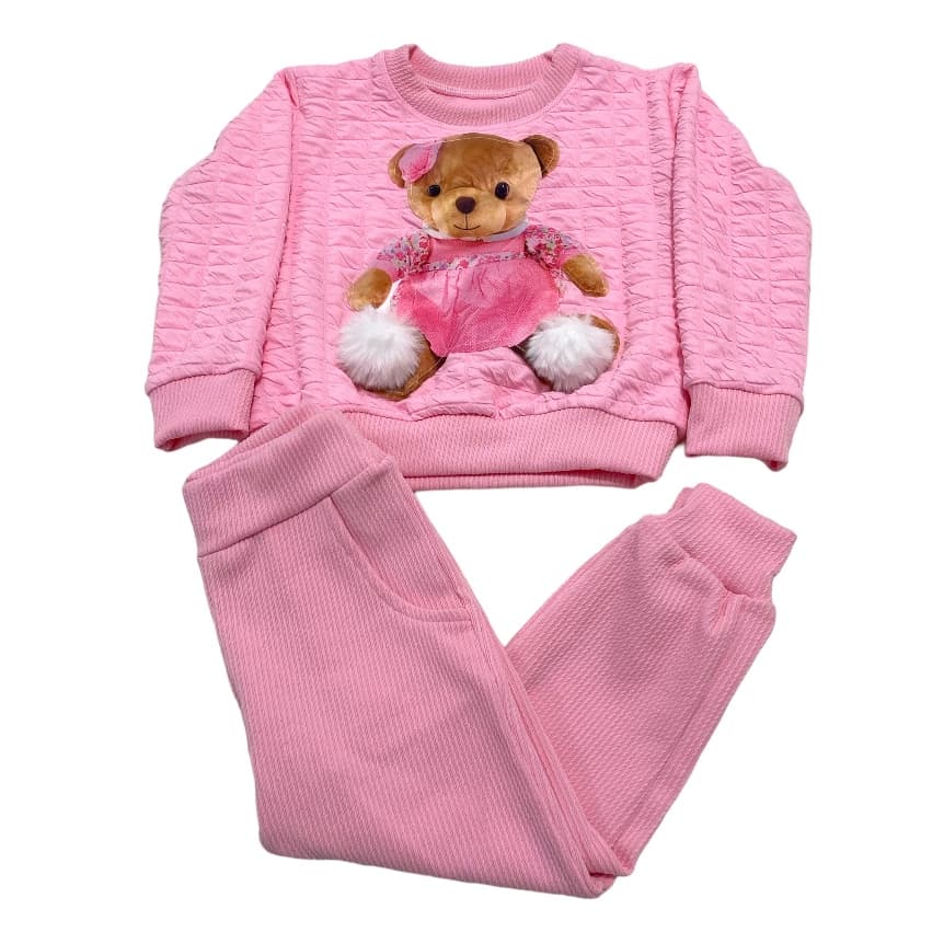 Conjunto infantil de frio para meninas ursinho inverno