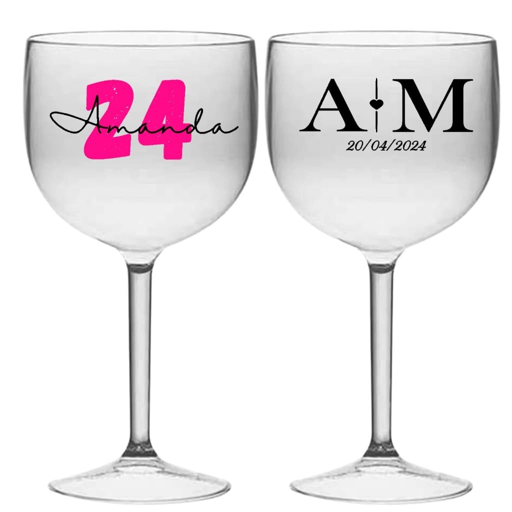 20 taças de gin 450ml Personalizada Acrílica para casamento e Formatura